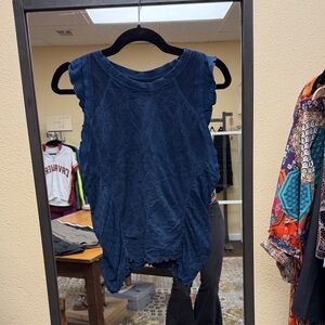 FP Movement by Free People Navy Textured Sleeveless Tank